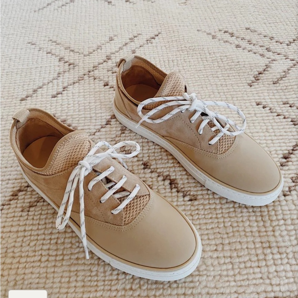 New Jenni Kayne | Leather Suede Trainer Sneaker Beige Tan, Women's 41, 10